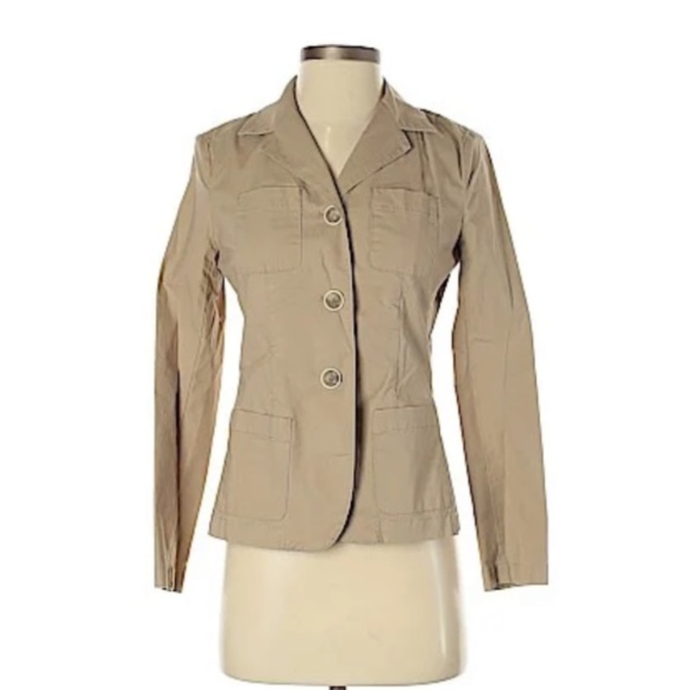 Talbots Khaki Casual Jacket Cotton Size 2P (fits like 0P)